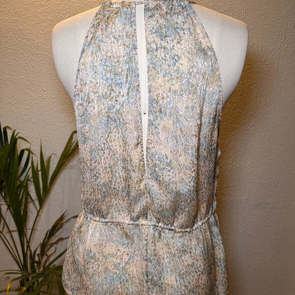 NWT H&M Strappy Halter Top Cinched Waist Satin Pastel Light Floral Blouse - Picture 3 of 6